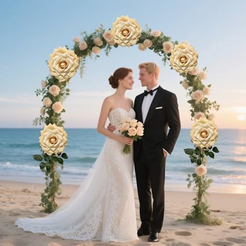 1 PCS 42-inch Giant Rose Large Decorative Flower, Wedding Window Display Background Decoration Rose, Valentine's Day （Champagne） - color: 04 Rose
