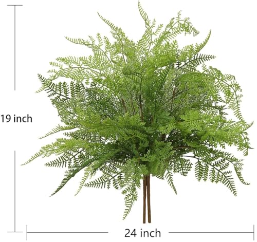 GnFlus Artificial Boston Fern Plants 19" Fake Greenery Shrubs 2 Pcs Faux Plant Bushes UV-Resistant for Indoor Outdoor Wedding DIY Bouquets Floral Arrangement Table Centerpieces - color: Greenery-1