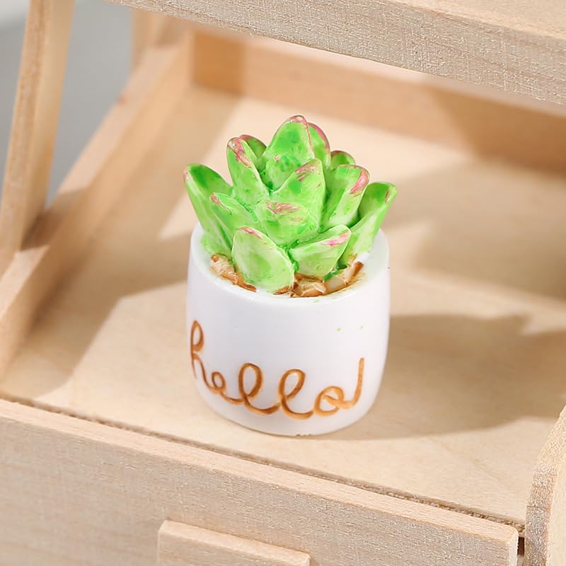 4PCS Cartoon Cute Artificial Plants Artificial Resin Cactus Potted Ornaments Home Tabletop Ornaments Office Desktop Decor