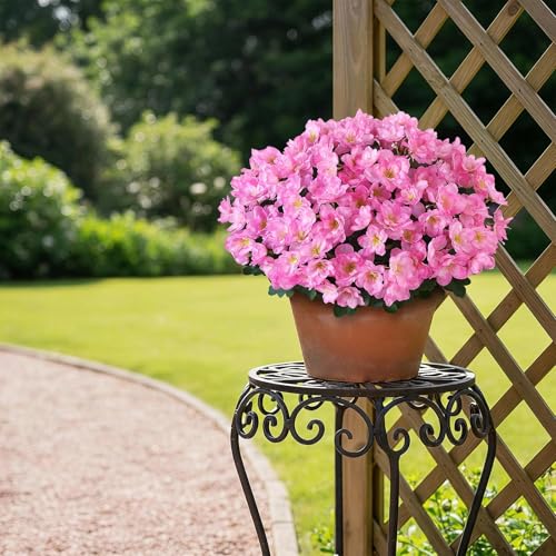 YXZZWL 16 Bundles Artificial Flowers for Front Door, Fake Silk Azalea Bouquet Silk Flowers for Outside UV Resistant Realistic Faux Plants for Planter Farmhouse Patio Garden Walkways Home Decor (Pink) - color: Pink
