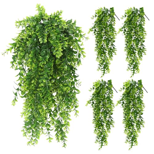 RECUTMS Artificial Hanging Leaves Plants 4Pcs Indoor Fake Vines Ivy Leaves Plastic Greenery Resistant Plastic for Wall Wedding Party Porch Garden Decoration(Green) - color: Style2-green