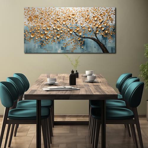 Tree of Life Wall Art for Living Room Gold Art Wall Decor for Office Ready to Hang 24 x 48 Inch - color: Gold, size: 48"L x 24"W