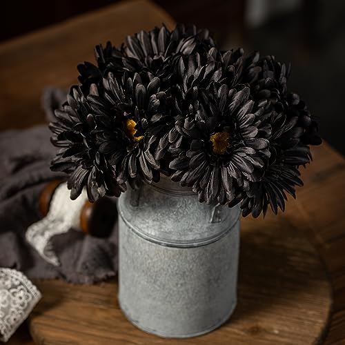 TOPIA Artificial African Daisies Flowers African Daisy Silk Flowers Artificial Gerbera Daisies Pack of 10 (Black) - color: Black, size: 10pcs