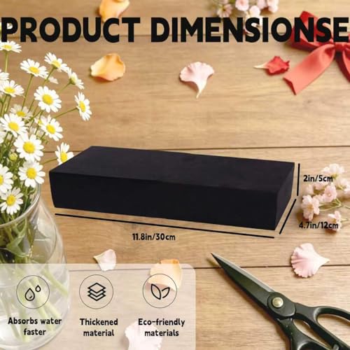 12 Pcs Reusable Floral Foam Blocks for Artificial Flowers – Black Dry Foam, Water/Weather Resistant, for Outdoor Boxes, Hanging Planters, Wedding Centerpieces & Home Decor (11.8x4.7x2 in) - size: 11.8 x 4.7 x 2''