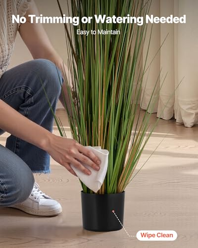 VEVOR Artificial Grass Plant, 2 Pack 59 inch Horsetail Reed Grass in Pot, Premium PVC Faux Fake Greenery Shrubs Plant for Indoor Outdoor House Home Garden Office Room Décor, Housewarming, Green - color: Horsetail Grass, size: 5FT