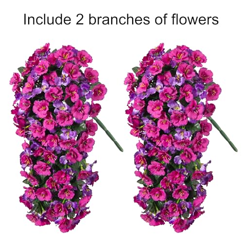 Hibiscus Artificial Fake Hanging Flowers Plants for Outdoor Spring Decoration, 2PCS UV Resistant Faux Hibiscus Silk Flowers Realistic Look Real for Planters Outside Porch Patio Yard, Yellow White - color: A-yellow White, size: 2pcs