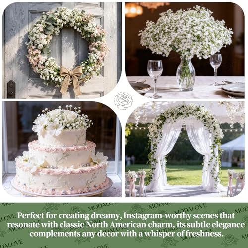 36 Pcs Babys Breath Artificial Flowers, White Artificial Flowers Bouquet, Faux Flower, Fake Gypsophila Bulk in Vase Floral Decor for Centerpieces Wedding Brides