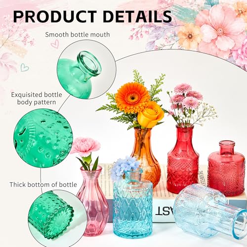 32 Pack Glass Bud Vase Set, Small Flower Vase Set Bud Vases for Wedding Centerpiece Table Decor, Vintage Small Vases for Room Home Dining Party Table Center Decor (Colorful Set, 32 Pack) - color: Colorful Set, size: 32 Pack