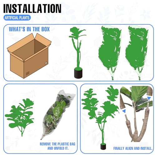E&K 6FT Artificial Fiddle Leaf Fig Tree with Plastic Nursery Pot, Fake Tree Artificial Greenery Plant Faux Trees for Home Office Garden Indoor Outdoor Decor (1 Pack) - color: Fiddle Leaf Fig Tree, size: 6ft