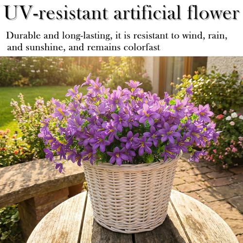 8 pcs Lily Artificial Flowers, Faux Fake Silk Flower Plants with 21 Heads per Bouquet for Indoor/Outdoor Wedding Home Party Table Hotel Office Vases Floral Arrangements Decor, Purple - color: Purple