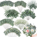 200 Pcs 8 Kinds Mixed Artificial Eucalyptus Stems Bulk Fake Silver Dollar Eucalyptus White Seeds Stems Bundle Faux Plants Greenery for DIY Bouquets Floral Arrangement Wedding Engagement Party Decor