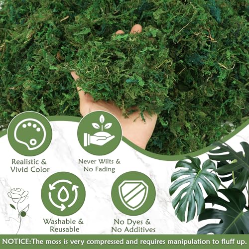 MAPVOLUT 30 OZ/1.87 LB Artificial Moss for Plants Indoor, Green Fake Moss for DIY Crafts, Decorative Moss for Fairy Gardens, and Potted Plants - Natural Texture & Durable Moss for Planter Filler - color: Green
