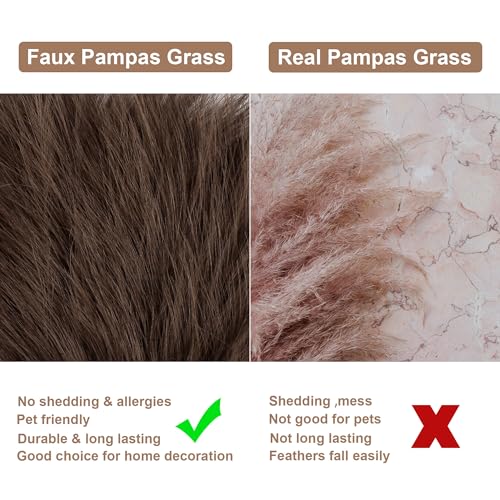 12 Pcs Dark Brown Faux Pampas Grass Decor 38"/3.1FT Tall Fake Pompas Floral Large Artificial Pompous Grass Branches Plants for Floor Vase Filler Home Boho Decoration - color: Dark Brown