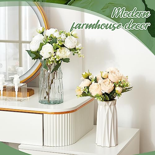 Jexine Artificial Peonies Flowers Bouquet Silk Faux Peony Fake Peonies Artificial Flowers Bouquets for Vase Floral Arrangements Wedding Home Table Decoration(White, Champagne,12 Bundles) - color: White, Champagne