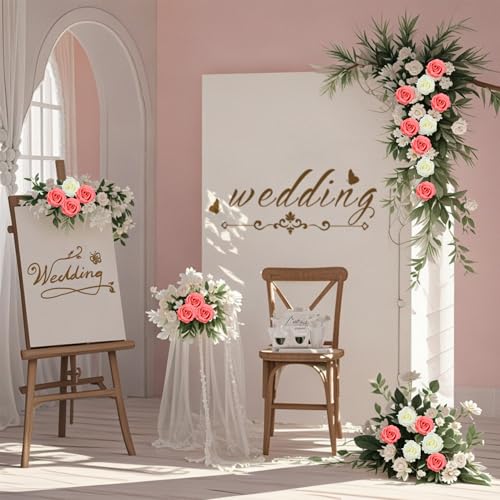 10 Pcs Peach Rose Artificial Flower, Faux Silk Flowers With Long Stems, Fake Roses Bulk Bouquet for Decoration Valentine's Day Centerpieces Proposal Bridal Bouquets Shower Party Home Floral Decor - color: Peach