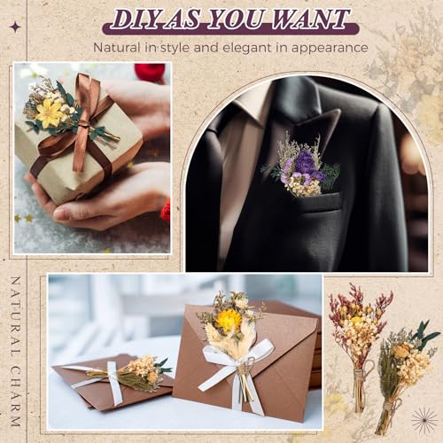 Layhit 24 Pcs Boho Dried Flower Bouquet Mini Wedding Handmade Dry Flowers Decor for Vase Crafts DIY Photo Boutonniere for Men Floral Plant for Bridesmaid Gift Birthday Decor (Vivid) - style: Vivid