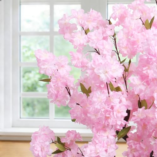Faux Cherry Blossoms Tree Pink 6FT Artificial Cherry Blossom Tree Beautiful Flowering Trees for Home Christmas New Year Decor - color: Pink-ap26
