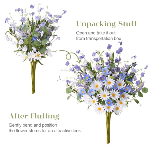 12 Pack Spring Decorations for Home, 3 Colors Flowers Artificial for Decoration, 17 Inch Flores Artificiales para Decoracion with Daisy for Spring Summer Decor - color: Spring - Daisy, size: 12 Pcs