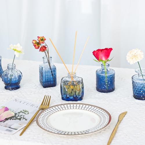 Fixwal 36 Blue Bud Vases Glass Bud Vase Set, Small Vases for Flowers, Bud Vases for Centerpieces Mini Flower Vases in Bulk for Rustic Wedding Decorations Vintage Look Home Table Decor (Blue) - color: Blue, size: 36pcs