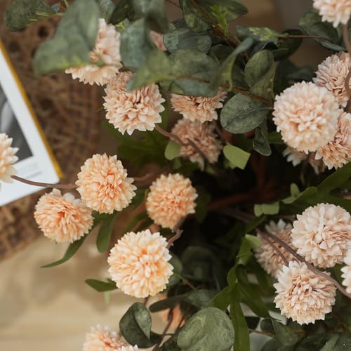 Artificial Petunia Arrangement,Weather Resistant Polyester, 12bunches Artificial Flowers Mixed Blooms, Indoor Outdoor Hanging Basket for Home Patio Garden - color: Autumn Yellow Autumn White+green Eucalyptus