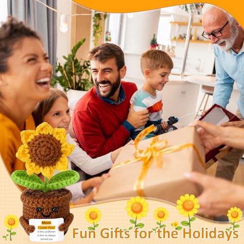 Mothers Day Mom Gifts from Daughter Son Crochet Sunflower Gifts for Mom Women I Love You Birthday Gifts for Women Mother in Law