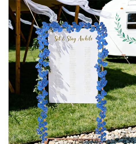 7.38ft Royal Blue Orchid Garland Real Touch Latex Orchid Vine Hanging Artificial Orchids for Home Party Wedding Room Birthday Christmas Wall Arch Decor(Royal Blue) - color: Royal Blue