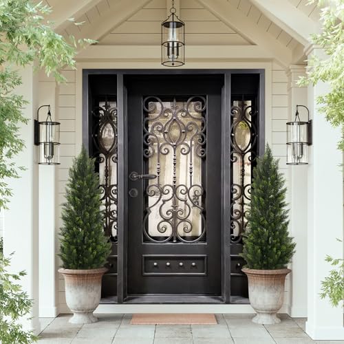 Outdoor Artificial Cedar Topiary Tree, Faux Evergreen Shrubs for Front Porch Decor, Lifelike Fake Bushes Plants for Home Living Room Front Door Decor (1, 4ft) - size: 4ft