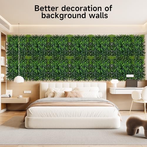 Grass Wall Panels, 12 PCS 10" x 10" Artificial Outdoor Privacy Panels UV-Protected Sun Proof Greenery Wall Backdrop, Boxwood Hedge Grass Wall Green Decor for Garden Party Wedding