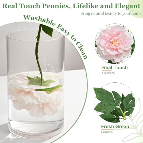Yastouay 3 Bouquets Peonies Artificial Flowers with 22'' Long Stems, Latex Real Touch Faux Peony Flowers, Fake Peonies Bouquet for Table Centerpieces, Vases Home Wedding Party Decor (Mixed Pink) - color: Mixed Pink, size: 3PCS