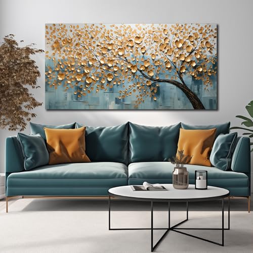 Gold Abstract Wall Art Bedroom Large Tree Pictures for Living Room Home Office Decor 29 x 58 Inch - color: Gold, size: 58"L x 29"W