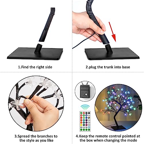 BDUSXYZ Lighted Cherry Blossom Tree - 48 LED 16 Color-Changing 4 Modes Plug in Artificial Bonsai Tree as Night Lights for Halloween Thanksgiving Christmas Wedding Party - size: 48L-1Pcs