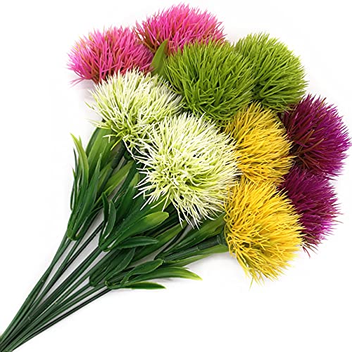 Artificial Dandelions (5 Colors x 2 Pcs) Faux Flowers Bouquets Fake Dandelion Flower, Decor Indoor Outdoor for Outside DIY Craft Plastic Flower for Home Wedding Party Decoration - color: Dandelions 5 Colors X 2 Pcs
