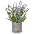 DILATATA Rustic Lavender Flowers Artificial Lavender Decor Fake Lavender Plant in Metal Pot Faux Plants in Pots for Home Bathroom Table Centerpieces Wedding Decor Potted Lavender Flower Purple Decor - size: 13" G.P