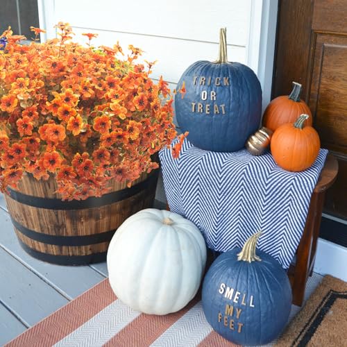 Grunyia 16 Bundles Artificial Fall Flowers for Outdoors Fake Plants UV Resistant Plastic Plants Shrubs Bushes for Home Fall Front Door Porch Garden Autumn Decor (Fall Red) - color: Fall Red