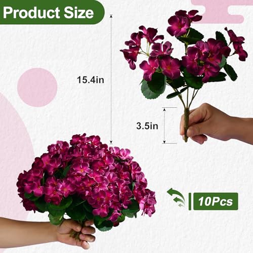 Artificial Crabapple Flowers for Outdoor 10 Pcs Artificial Chinese Flower Fake Flowers with Stems Silk Realistic Floral Arrangement for Front Door Porch Planter Patio Balcony (Purple) - color: Purple