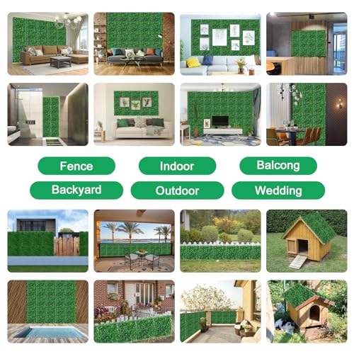 10 X 10 in Artificial Grass Wall Panel Backdrop,UV-Anti Greenery Boxwood PanelsEquipped with Double Sided Adhesive Tape, for Indoor Outdoor Grass Wall Backdrop