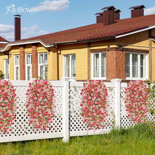 Artificial Hanging Flowers for Outdoors Spring Summer Decoration, 4PCS UV Resistant Silk Fake Hanging Plants for Patio Porch Front Yard Window Garden Indoor Decor(Hot Pink&Light Pink,4PCS) - color: Red&pink, size: 4PCS