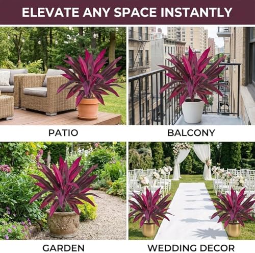 2pcs Large Realistic Artificial Boston Fern & Dragon's Blood Tree, Waterproof Plants with Vibrant/Leaves, UV Resistant Outdoor Fake Plants for Garden, Patio, Wedding, Balcony (3pc)