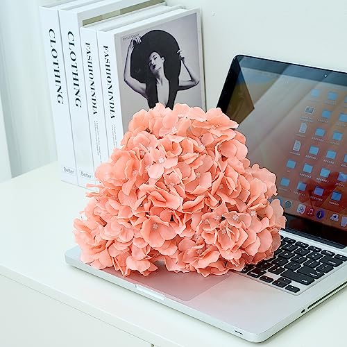 Artificial Hydrangea Flowers Coral Heads 10 Fake Hydrangea Silk Flowers for Wedding Centerpieces Bouquets DIY Floral Decor Home Decoration with Stems - color: 10pcs Coral, size: Large