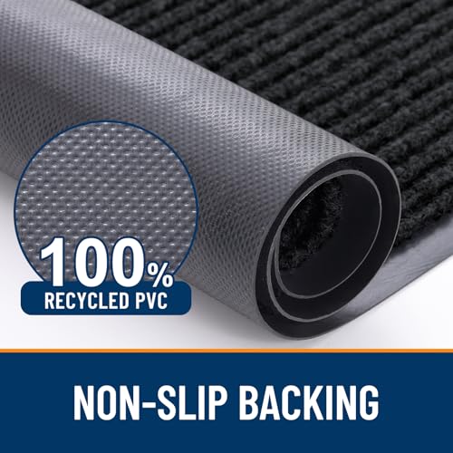 OLANLY Front Door Mat Indoor Outdoor Entrance, Waterproof Heavy Duty Doormat, Fade Resistant, Low Profile, Easy Clean Patio Porch Welcome Floor Mats for Entry, 29.5x17, Black - color: Black, size: 29.5" X 17"