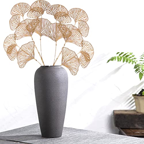 Artificial Golden Plants Fake Gold Ginkgo Leaves - Tall 27Inch 2 Pack, Faux Apricot Leaf Christmas Decor Plant Simulation Bushes for Indoor Outdoor Xmas Party Wedding Table Centerpiece DIY Decoration - color: (Tall ) Gold Ginkgo Leaves - 2 Pcs