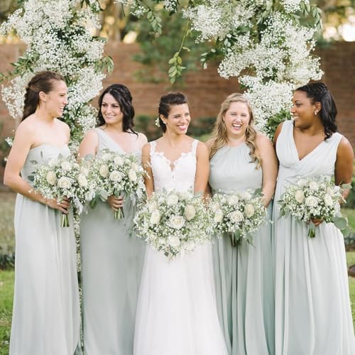 N&T NIETING Babys Breath Artificial Flowers Bulk, 10Pcs Fake Gypsophila Bouquet Flowers Real Touch Faux Flowers Arrangement for Wedding Party Home Centerpieces Decoration, White - color: White, size: 10pcs