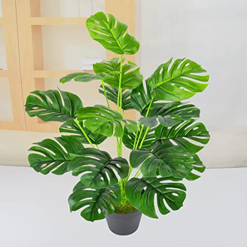 CATTREE Artificial Monstera Deliciosa Plant 21 Inch, Fake Tropical Palm Tree Faux Greenery Leaves Plants for Indoor Outdoor Home Office Garden Houseplants Decor Wedding Party DIY Decoration - 1 Pack - color: Monstera Plants - 1 Pcs