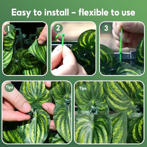 Artificial Ivy Privacy Fence Screen, 120x40 inch Artificial Hedge Grass Wall, Faux Ivy Fence Privacy Screen, Decoration for Patio Balcony Garden Backyard Indoor Outdoor Decor, Color Watermelon Leaves - color: Color printing watermelon leaves, size: 120x40