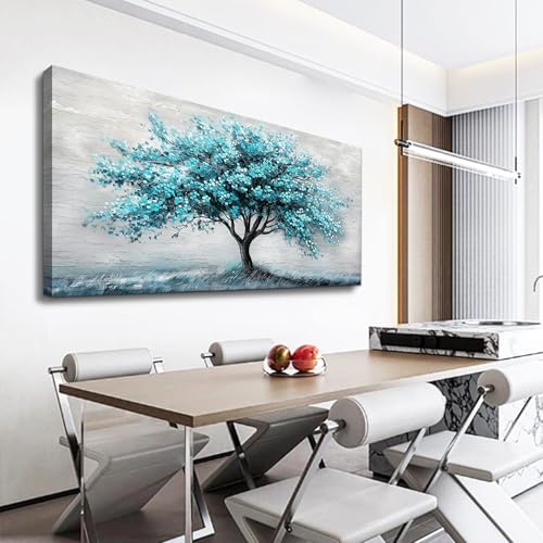 ZUITINGHUA Large Wall Decor For Living Room Canvas Wall Art For Office Modern Wall Decorations For Bedroom Teal Tree Landscape Painting Abstract Pictures Artwork Room Home Decor 24x48 In - color: Teal Abstract Tree, size: 48"L x 24"W
