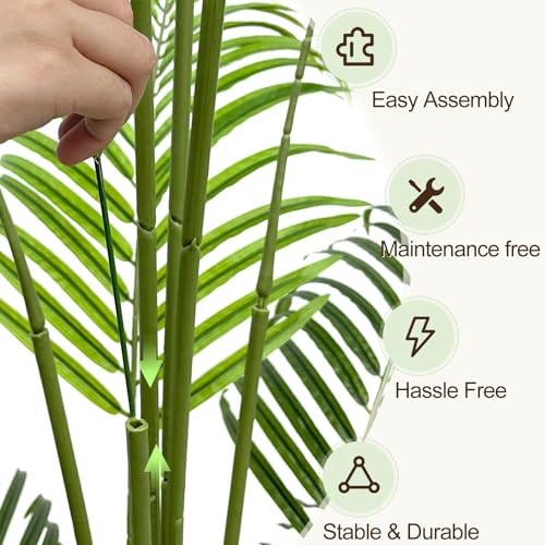 4ft Artificial Palm Tree Indoor Plant Tall Fake Tropical Paradise Palm Tree in Pot with Real Bark Design Faux Areca Palm Tree for Home Office Living Room Bedroom Farmhouse Modern Decor 1pcs - size: 4ft