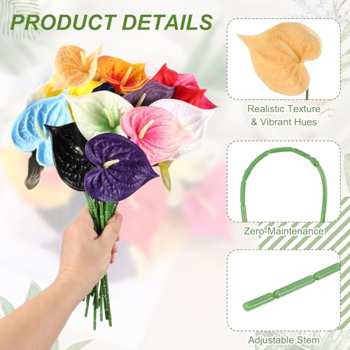 uxcell 4Pcs 11inch Artificial Anthurium Lily Flowers, Permanent Flower Bouquet for Home Arrangements Wedding Festival Decoration Crafts Store Decor Accessories, Beige - color: Beige