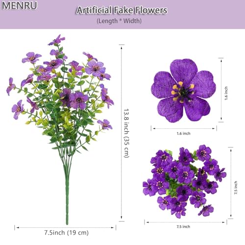 12 Bundles Artificial Flowers for Outdoor UV Resistant and Realistic, Faux Daisy Fake Flowers with Eucalyptus Leaves for Porch, Patio, Planter, Window Box, Home, Garden Decor - color: Purple
