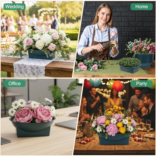24-Pack Green 6.3 Inch Round Floral Foam Bowls, Floral Arrangement Containers for Centerpieces, DIY Wedding, Party, Home Decor Supplies