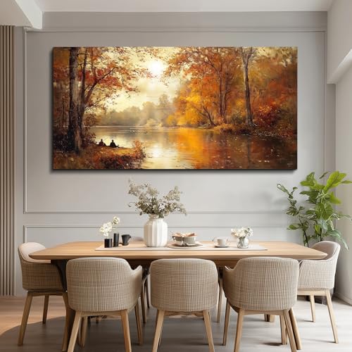 FUHAIHUA Canvas Wall Art For Living Room Large Wall Decor For Office Modern Bedroom Decorations Saffron Yellow Tree Landscape Pictures Forest Paintings Artwork Ready To Hang Home Decor 30"x60" - color: Yellow Tree, size: 60"L x 30"W